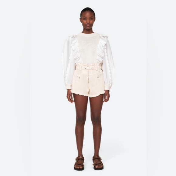 Sea New York Cream Cotton Denim Cutoff Phillipa Shorts Sz 4 - Picture 2 of 9